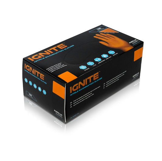 Aurelia Ignite Orange Nitrile Gloves - 100 gloves per box